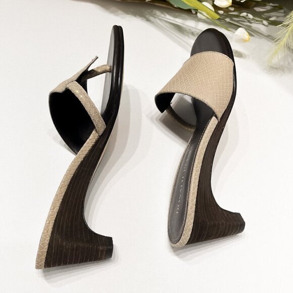 Donald Pliner VIIM Neutral Taupe (Praline) Snake Skin Sandals, NWOT, Size: 7M - Picture 6 of 9